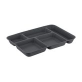 Porsima 5 Bölmeli BPA İçermez Lüks Plastik Piknik Yemek Servis Tabağı-Tabldot Servis Tabağı Antrasit-21 * 31 * 3,5 cm