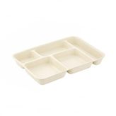 Porsima 5 Bölmeli BPA İçermez Lüks Plastik Piknik Yemek Servis Tabağı-Tabldot Servis Tabağı Krem -21 * 31 * 3,5 cm