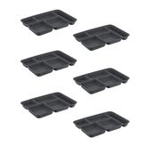 Porsima 6 adet 5 Bölmeli BPA İçermez Lüks Plastik Piknik Yemek Servis Tabağı-Tabldot Servis Tabağı Antrasit-21 * 31 * 3,5 cm