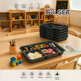 Porsima 6 Adet 5 Bölmeli Bpa İçermez Lüks Plastik Piknik Yemek Servis Tabağı Tabldot Servis Tabağı Antrasit 21X31x3,5 Cm