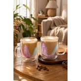 Porsima Double Feather Çift Cidarlı Kupa 2 Adet 300 ml Şeffaf