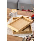 Porsima Pbt-362 Ahşap Tepsi 2Li Set Çay Kahve Bambu Sunumu Tepsi Seti