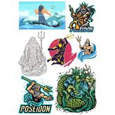 Poseidon Sticker Set-1 9 Parça Telefon, Tablet, Defter, Laptop Sticker