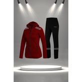 POSEIDON STORM Büyük Beden Kadın Bordo Yeni Supra Penye Konforlu İki Parça Fermuarlı Şık Eşofman Takım Seti (4XL-10