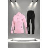 POSEIDON STORM Büyük Beden Kadın Pudra Yeni Supra Penye Özel Tasarım Eşofman Takımı (4XL-10XL)