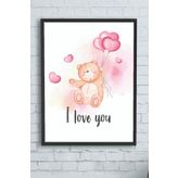 Postermanya (pster10202) Pembe Ayıcık Çocuk Odası Çerçeveli Tablo (50x70cm)