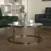 Potrica Pirinç Ayak Cam Tabla Yuvarlak Orta Sehpa