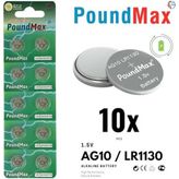 POUNDY 10 X PoundMax AG10, LR54,1,5V Alkalin Düğme Pil