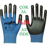 Power Tek 10 Numara 10 Çift Nitril İş Eldiveni - Mavi - Siyah