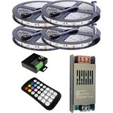 Powerr Led Aydınlatma 20 Metre 12V 60 Ledli Rgb Dış Mekan Silikonlu Şerit LED 20A Slim Trafo 36 A 28 Tuş Rf LED Kontrol Üniteli Set