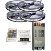 Powerr Led Aydınlatma 20 Metre 12V 60 Ledli Rgb Dış Mekan Silikonlu Şerit LED 20A Slim Trafo 36 A Rf LED Kontrol Üniteli Set