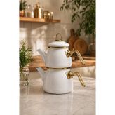 PR HOME Beyaz Mini Model Emaye Çaydanlık