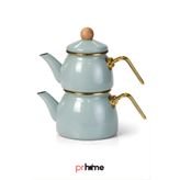 PR HOME Soft Yeşil Mini Model Emaye Çaydanlık