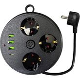 Pratik 3'lü Akım Korumalı Priz 16A 4000 Watt 3 USB Type-C