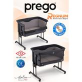 Prego Regnum Yüksekliği Ayarlanabilir Anti-Reflü -Tekerlekli -Kolay Katlanır-Taşıma Çantalı - Anne Yanı Beşik + Özel Pedli - Siyah