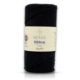 Premium Ribbon Polyester Ip 200 gr Polyester Ribbon Makrome Ipi (Simli Siyah)