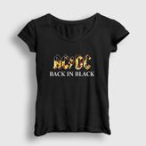 Presmono Back in Black Fire Ac Dc Siyah Kadın T-Shirt