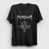 Presmono Siyah Hammer Logo Manowar Kadın T-Shirt