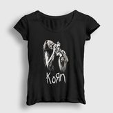 Presmono Siyah Jonathan Davis Korn Kadın T-Shirt