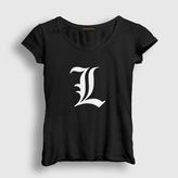 Presmono Siyah Logo Anime Death Note Kadın T-Shirt