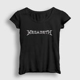 Presmono Siyah Logo Megadeth Kadın T-Shirt