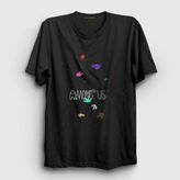 Presmono Siyah Space Among Us Kadın T-shirt