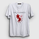 Presmono Unisex Devil In Flames Beyaz T-Shirt