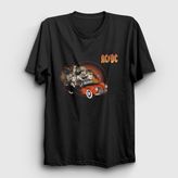 Presmono Unisex Siyah Classic Car AC/DC T-Shirt