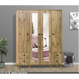 Prestij 4 Kapılı Aynalı Çam Dolap