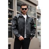 Prifaldi Erkek Siyah Oversize Vintage Deri Ceket - M