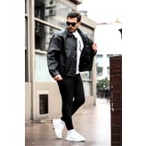 PRİFALDİ Oversize Vintage Erkek Siyah Deri Ceket