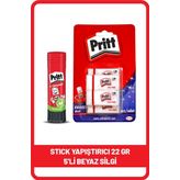 Pritt Stick 22 gr Shrink + Pritt Beyaz Silgi 5'li Blister