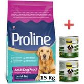 Pro Line Kuzu Etli ve Pirinçli 15 kg Yetişkin Köpek Maması + 2 Adet Konserve