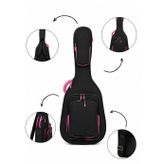 PROFESYONEL GİGBAG KALIN AKUSTİK GİTAR KILIFI-ÇANTASI - SİYAH - PEMBE 1900 DENYE LÜX KUMAŞ - %100 SU GEÇİRMEZ