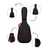 PROFESYONEL GİGBAG KALIN KLASİK GİTAR KILIFI-ÇANTASI - SİYAH - KIRMIZI 1900 DENYE LÜX KUMAŞ - %100 SU GEÇİRMEZ