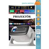 Projeksiyon 4k Ultra Hd Ev Ofis Fuar Toplantı Sunumları Sinema Oyun Android Wifi Bluetooth Projektör