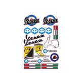 PROMOT PIAGGIO VESPA TASARIMLI EKİPMAN A4 EBATI KASK GRENAJ MOTORSİKLET STİCKER SETİ 01