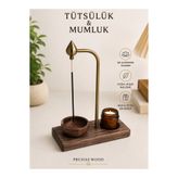 Prusias Wood Koyu Ahşap Tütsülük & Mumluk - Doğal Ahşap Dekoratif Çubuk Tütsü Standı - Metal Gövdeli Modern Tasarım