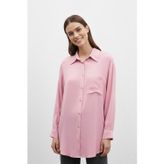 Puane Kadın Cep Detaylı Basic Gömlek Tunik - 10677TUN Pembe