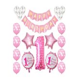 Puantiyeli 1 Yaş Balon Set, PEMBE
