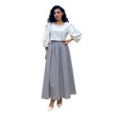 Puantiyeli Kloş Poplin Etek (Gri, L/XL)