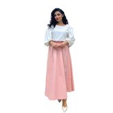 Puantiyeli Kloş Poplin Etek (Pudra, S/M)