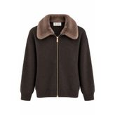 Pulli Collection Kürklü Yaka Fermuarlı Triko Hırka