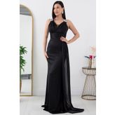PULLIMM Omuz Taş Detay Simli Abiye Elbise 39844