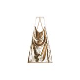 PULLU DRAPELİ HALTER MİNİ ELBİSE