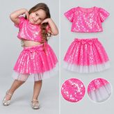 Pullu Payetli Crop Bluz Etek İkili Takım | Payetli