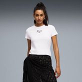 Puma 691760-02 Essentials Script Kadın Beyaz Tişört