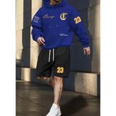 Punix Punıx Büyük Beden Özel Seri Kapüşonlu Crazy 23 Baskılı %100 Pamuk Kışlık Erkek Eşofman Takımı - 4XL - Saks Mavi