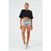 PUNKY CAT Kadın Siyah Oversize Crop T-Shirt