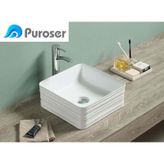 Puroser Anemon Kare Tezgah Üstü Çanak Lavabo